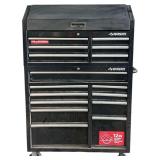 LARGE HUSKY 100 LBS. RATING SOFT CLOSE BALL BEARING TOOL BOX - APPROX. 65” TALL X 41” WIDE X 24.5” DEEP - W/ SMALL ASSORTMENT OF TOOLS