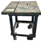 METAL ROLLING UTILITY SHOP CART W/ WOODEN TOP