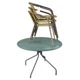 ROUND METAL TABLE W/ SET OF 3 CHAIRS