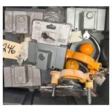 4 2-5/16” TONGUE LOCKS, 2 OTHER TONGUE LOCKS - BIN NOT INCLUDED