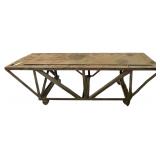 HEAVY DUTY METAL ROLLING SHOP CART APPROX. 114” X 33” ACROSS TOP