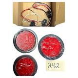 3 4” ROUND RED LIGHTS W/ WIRING HARNESSES