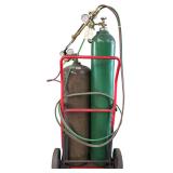 CUSTOM MADE CART W/ OXYACETYLENE TORCHES AND GAUGES - TANKS NOT INCLUDED