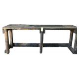 WOODEN WORKBENCH APPROX. 89” LONG X 18.5” WIDE X 34” TALL