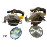 2 DEWALT 20V MAX CIRCULAR SAWS: DCS391, DCS393 (NO BATTERIES)