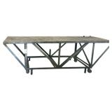 HEAVY DUTY METAL ROLLING SHOP CART APPROX. 115.5” X 32.5” ACROSS TOP