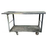 METAL ROLLING CART APPROX. 6’ X 22.5” WIDE ACROSS TOP