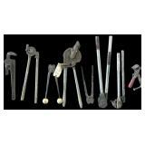 PALLET BANDING CRIMP TOOL, 3 RIDGID TUBE BENDERS, 1 3" PIPE WRENCH, 2 1.5" PIPE WRENCHES, 75" WILLIAMS WRENCH