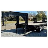 2026 HEAVY-DUTY GOOSENECK DECKOVER TRAILER WITH DOVE TAIL. FEATURES DUAL 12,000 LB BRAKE AXLES, STRONG I-BEAM FRAME, TWO DROP-DOWN 12,000 LB JACKS, LED LIGHTS, AND OAK DECK BOARDS. 102” X 18’