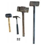 RUBBER MALLET, CLAW HAMMER, BLACKSMITH HAMMER, LARGE METAL HEAVY DUTY MALLET