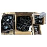 WHEEL BEARINGS OF ASSORTED SIZES, GREASE CAPS, CASTLE NUTS, ETC.