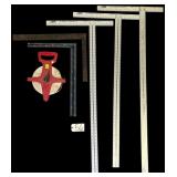 54 INCH DRYWALL T-SQUARE 1/8 INCH, 2 - 48 INCH DRYWALL T-SQUARES, 2 CARPENTER SQUARES, 300 FT TAPE