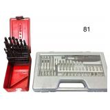 DRILL BITS IN CASE AND SCREWDRIVER SET WITH DRIVER