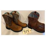 TWO PAIRS OF LADIES ARIAT BOOTS SIZE 9B, LEATHER UPPERS