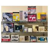 ASSORTMENT OF QUICK SET LOCK SETS, TOILET TISSUE HOLDERS, ROPE LIGHTS, YARD BUSTER BULBS, HAMPTON BAY PORCH LIGHT, SECURITY LIGHTS