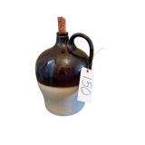 VINTAGE BROWN OVER TAN CROCK WHISKEY JUG