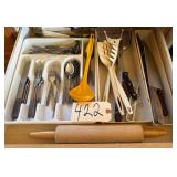 PLACEMATS, FLASHLIGHTS, NAPKIN HOLDER, EVERYDAY SILVERWARE, KNIVES AND ROLLING PIN