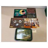 ONE JOHN DEERE TRAY, ONE WINCHESTER METAL BULLET SIGN, ONE METAL SIGN OF OLD COUNTRY STORE, ONE HANDLER