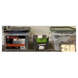 GALVANIZED 4D 1.5 INCH NAILS, BUCKET OF CUPPED HEAD DRYWALL NAILS 1 3/8 INCH, BUCKET OF GOLD DRAWER PULLS