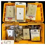 PLASTIC TACKLE BOX WITH CABLE TV INSTALLATION TOOLS