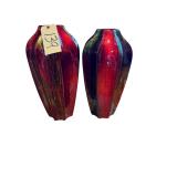 2 RED POTTERY VASES APPROX. 18.25” TALL