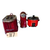 SALTON TACO BELL LIL’ DIPPER SLOW COOKER, WEST BEND CAN OPENER, HAMILTON BEACH TOASTER, MYMINI WAFFLE MAKER, CUISINART SMART STICK, THE PAMPERED CHEF CHEESE GRATER