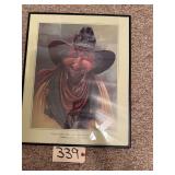 MIKE SCOVEL (B. 1949) "THESE ARE MY SUNDAY CLOTHES" FRAMED PRINT W/ QUOTE - APPROX. 16” X 12.25” VIEWING AREA