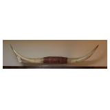 LONGHORN BULL HORNS W/ LEATHER MOUNT