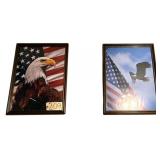 2 USA FLAG EAGLE PRINTS APPROX. 19.75” X 15.75” VIEWING AREA