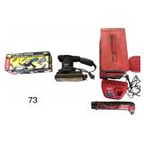 4.5 INCH ANGLE GRINDER, CRAFTSMAN 1/3 SHEET ELECTRIC SANDER 1/4 HP, AMMO BOX WITH MILWAUKEE MULTITOOL RECHARGEABLE 12V