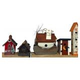 5 DECORATIVE BIRDHOUSES: 1 UT, 1 OUTHOUSE, 1 BOAT, 1 CHRISTMAS, 1 OTHER