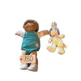 VINTAGE 1982 CABBAGE PATCH KIDS DOLL, SMALL STUFFED RABBIT