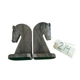 PAIR OF ONYX/MARBLE HORSE BOOKENDS APPROX. 8”