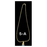 14K YELLOW GOLD NECKLACE, APPROX. 18" W/ PEAR SHAPED BLUE TOPAZ STONE IN 14K PENDANT - 6.34 GRAMS INCLUDING STONE