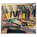 CHANNEL LOCKS, TIN SNIPS OF ALL SHAPES AND SIZES AND RATCHET