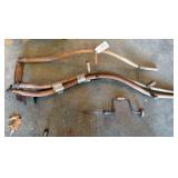 VINTAGE BRACE AND BITS, THREE BRIAR SCYTHES WITH BLADES