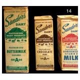 3 SANDERS DAIRY VINTAGE MILK CARTONS: BUTTERMILK, CHOCOLATE AND WHOLE FROM SANDERS DAIRY IN ROGERSVILLE, TN