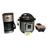 SUNBEAM WAFFLE MAKER, INSTANT POT, CUISINART 14 CUP COFFEE MAKER