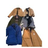 6 MEN’S JACKETS: 2 CARHARTT SIZE L (NWT), CARHARTT SIZE 44, OLD MILL SIZE M, THE AUSTRALIAN OUTBACK SIZE L, GANDER MOUNTAIN SIZE L