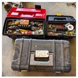 3 PLASTIC TOOLBOXES WITH PLUMBING AND ELECTRICAL ACCESSORIES