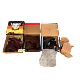 4 PAIRS OF LEATHER LADIES’ BOOTS: DAN POST USA SIZE 8M, ABILENE SIZE 11M NWT, WOLVERINE SIZE 11M IN ORIGINAL BOX, ABILENE SAGE SIZE 11