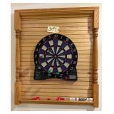 HALEX BATTERY OPERATED DARTBOARD W/ WOODEN WALL MOUNT