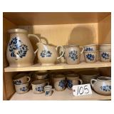 APPROX. 29 PIECES OF PFALTZGRAFF YORKTOWNE PATTERN STONEWARE TO INCLUDE CUPS, SAUCERS, 2.5QT. WATER PITCHER, CREAMERS, MUGS, TOOTHPICK HOLDER, 2 SERVING PITCHERS, GRAVY BOAT