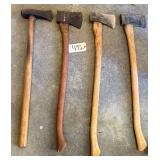 3 SINGLE BIT AXES AND A SPLITTING MAUL