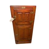 ANTIQUE WOODEN WHITE CLAD REFRIGERATOR/ICE BOX
