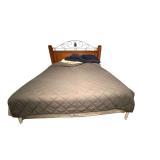 KING SIZE BED FRAME W/ WOODEN AND WROUGHT IRON HEADBOARD