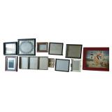 WOMEN ON BEACH FRAMED PRINT, DIGITAL PICTURE FRAME, TRI-FOLD FRAME, AND 7 OTHER ASSORTED PICTURE FRAMES