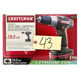 NIB CRAFTSMAN 19.2 V 1/2 INCH LITHIUM ION CORDLESS DRIVER KIT