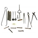 HAY HOOKS, BLACKSMITH TOOLS, RR SPIKES
