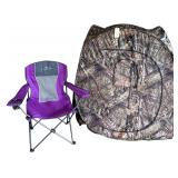 RHINO BLINDS HUNTING BLIND W/ ORIGINAL TAGS, BLACK SIERRA CAMPING CHAIR